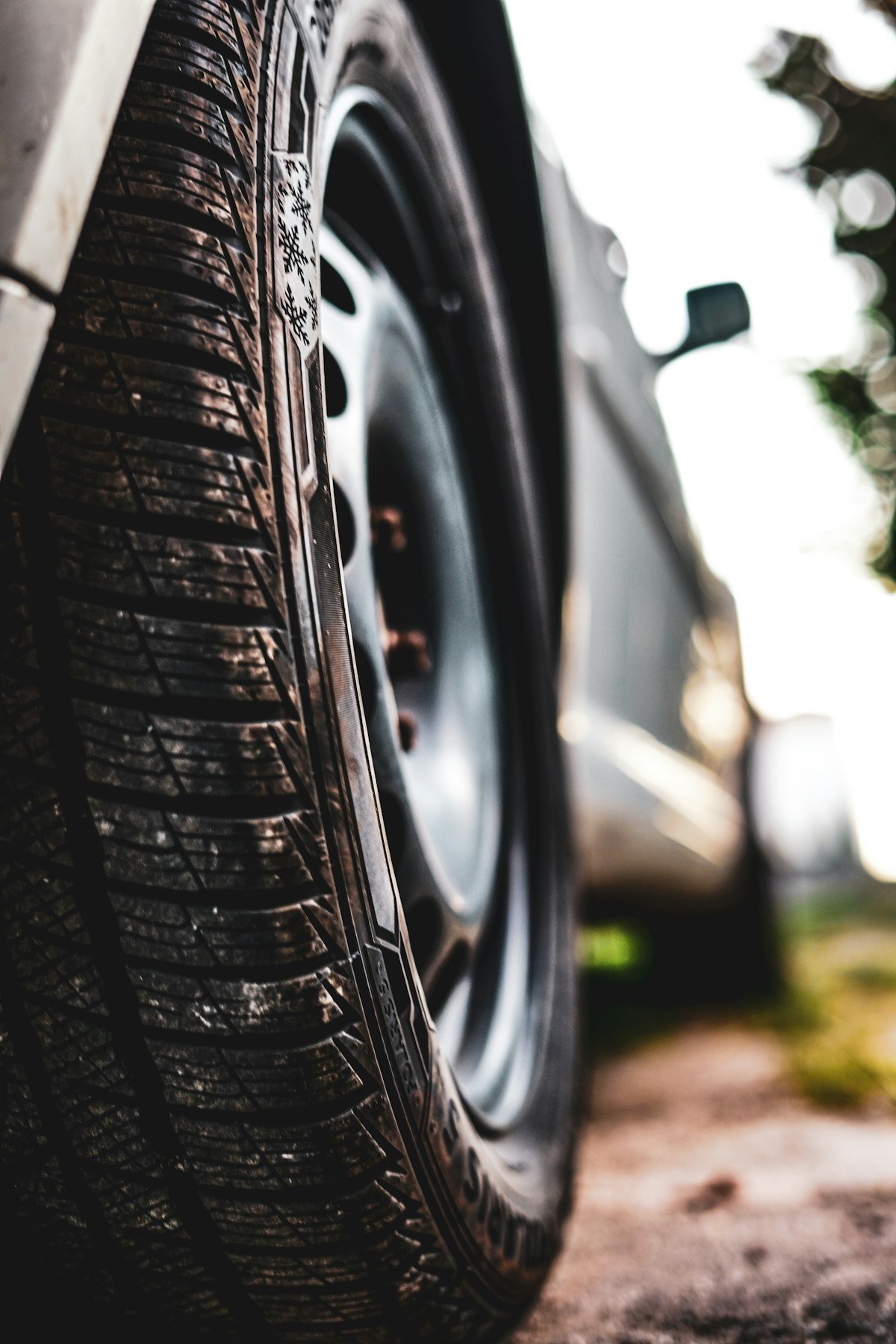 Close-up of a car tire for TPMS monitoring article