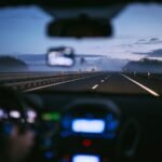 View from inside a car through the windshield while driving